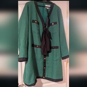 Pomander Place Green Coco Tweed Bow Dress s:3X